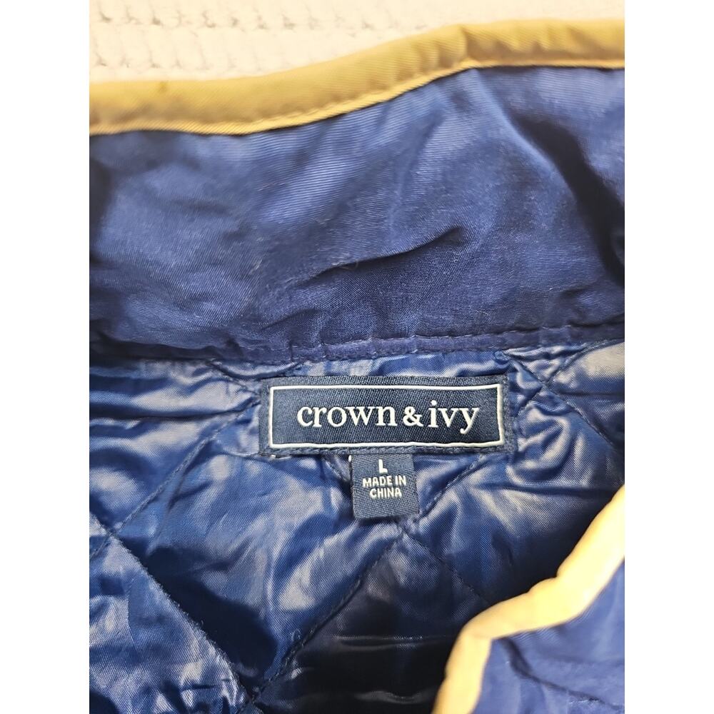 Crown And Ivy Vest Mens Large Quilted Blue Full Zip Preppy Casual - Picture 4 of 7
